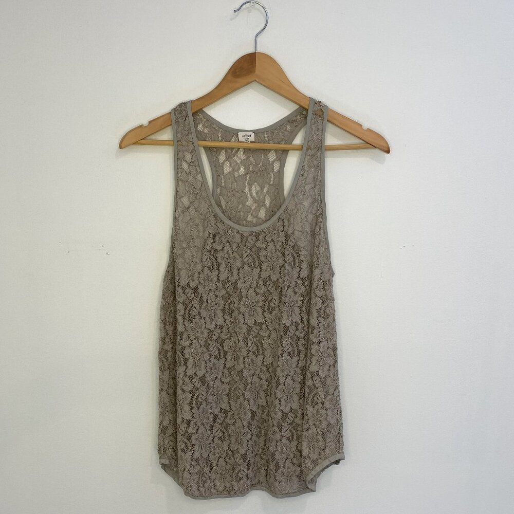 Aritizia Wilfred - Lace Textured, Sage/Grey, Racerback, Sleeveleess Tank, Size S